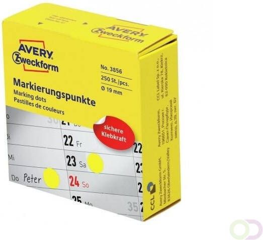 Avery Zweckform Avery marking dots diameter 19 mm rol met 250 stuks geel